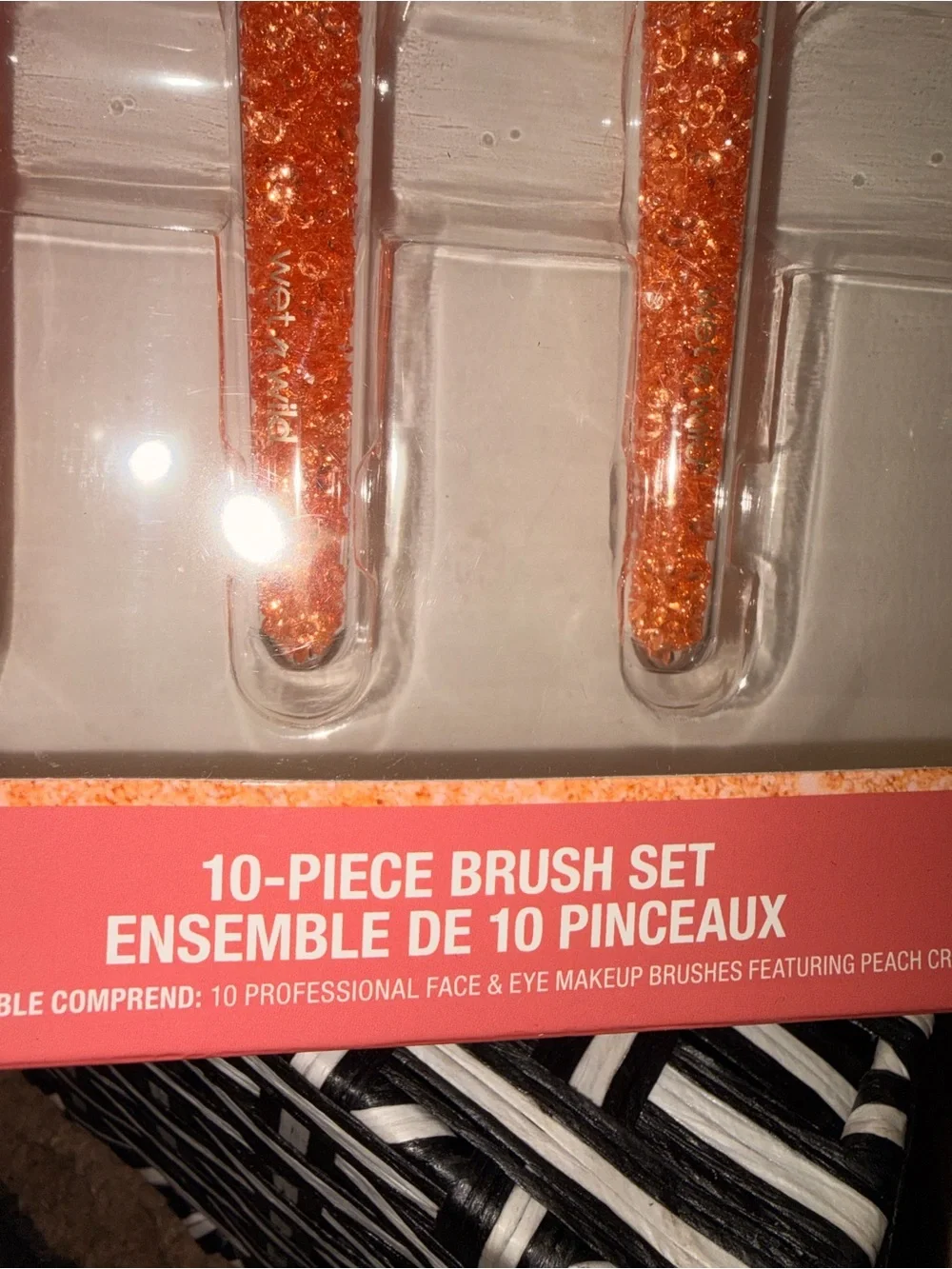 Brand New Wet n Wild 10-Piece Pro Brush Set - Peach Crystal Handles